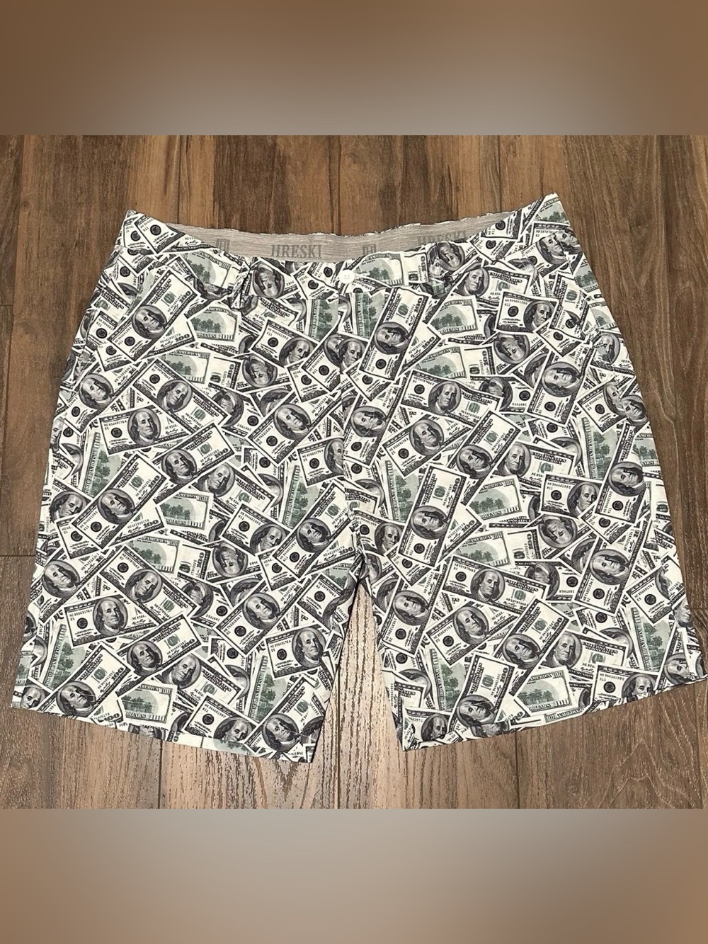 Hreski Mens Golf Shorts Size 40 Stretch 100 Dollar Bills Lightweight 9 In money
